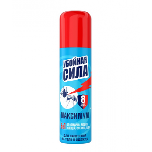 Убойная сила Maximum аэрозоль (комары, клещи, мошка, пауты, блохи) 5 в 1, 100 см3