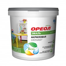 Эмаль акриловая ОРЕОЛ глянцевая белая 0,9 кг. (пластик) 6шт/кор