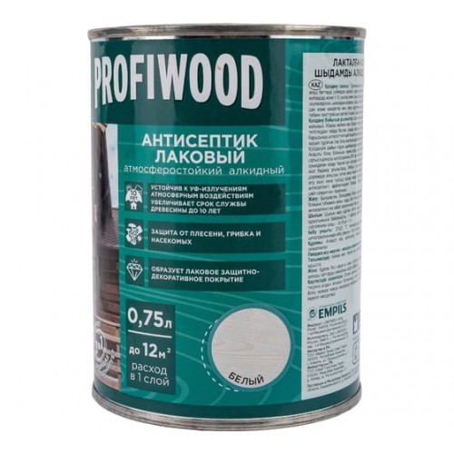 Антисептик лаковый,тонирующий атмосферостойк., алкидный, белый 0,7 кг. PROFIWOOD 0551