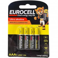 Eurocell Батарейки алкалиновые AAА 4шт (мизинчиковые)