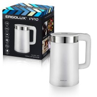 Чайник ERGOLUX ELX-KS11-C01 белый PRO нерж.сталь/пластик, 1,8л, 220-240В, 2200 Вт)