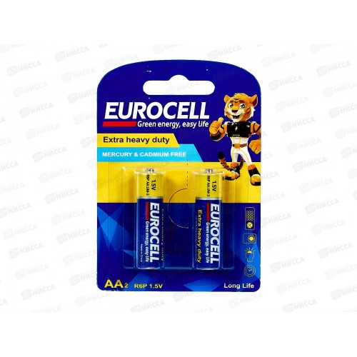 Eurocell Батарейки цинк-углеродные AА 2шт (пальчиковые)