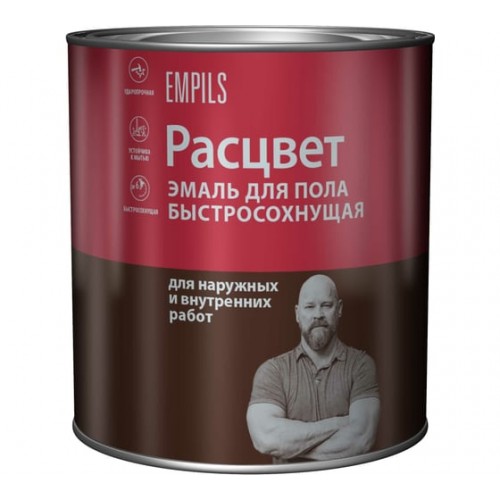 Эмаль быстросохнущая для пола золотисто-коричневая 1,9кг Расцвет