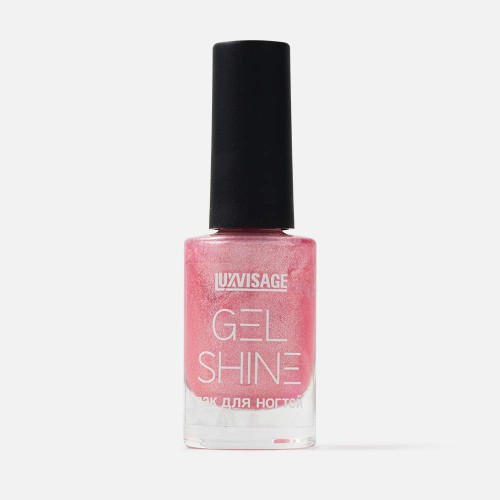 Лак для ногтей LUXVISAGE GEL SHINE, 107 Розовый с серебристым шиммером