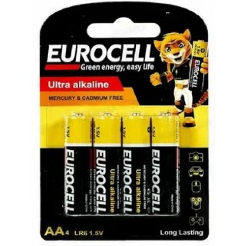 Eurocell Батарейки алкалиновые AA 4шт (пальчиковые)