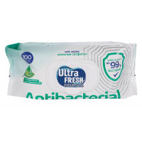 Влажная салфетка Ultra Fresh Premium Antibacterial 100шт с витаминами и экстрактами