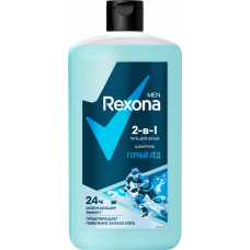 REXONA MEN Гель для душа и шампунь 2в1 750мл Горный лёд