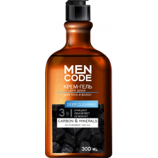 MEN CODE Крем-гель для душа DEEP CLEANING с экстрактами угля и минералов флакон/флиптоп 300мл КК/12