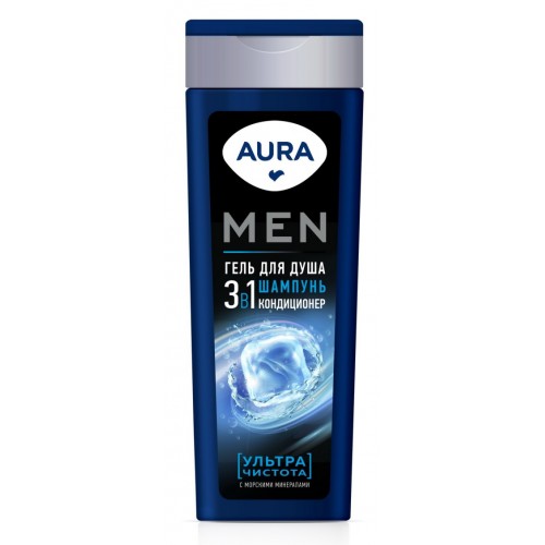 AURA Men Гель для душа 3в1 Ультра Чистота флакон/флиптоп 380мл КК/8