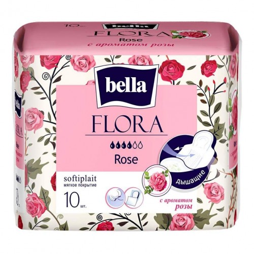 Белла FLORA прокладки гигиенические в инд.уп. Роза, софт 4 кап, 10 шт.