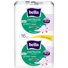 Белла Perfecta Ultra Green Maxi прокладки гигиенические супертонкие, сеточка 5+ кап.,16 шт