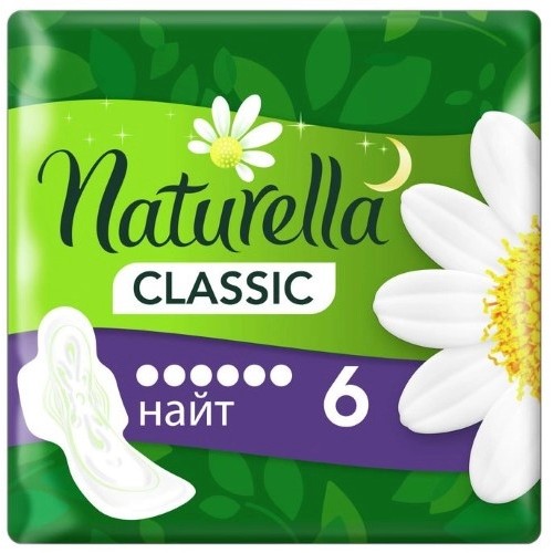 Натурелла Классик гигиенические прокладки 6шт ароматизир с крылышками Camomile Nightl Singl