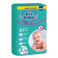 Подгузники EVY BABY №3 (5-9кг) Миди Джумбо 64шт*4