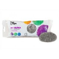 Мочалка Fun Clean для мытья посуды металлическая оцинкованная плетенная 3шт (Акцент)