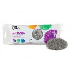 Мочалка Fun Clean для мытья посуды металлическая оцинкованная плетенная 3шт (Акцент)