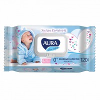 AURA Ultra comfort Влажные салфетки для детей,120 шт C КРЫШКОЙ ЦЕНОПАД