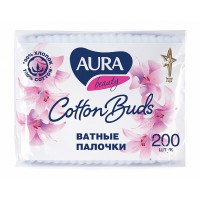 AURA ватные палочки 200 шт п/э пакет/48 сh п sp