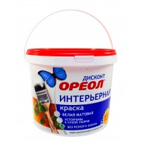 Краска ОРЕОЛ интерьерная водно-дисперсион.полиакр.белая матовая ДИСКОНТ 1,5кг/3228