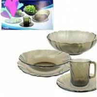 Набор столовый 24+1 предметов Дымчатое стекло Набор столовый 24+1 предметов Дымчатое стекло