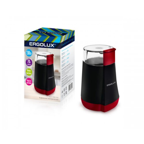 Кофемолка электрическая 70гр. ERGOLUX ELX-СG02-С43, черно-красная 220-240В, 130Вт