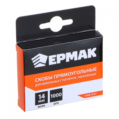 Скоба закаленная 14мм (11,3х0,7мм) для мебельного степлера 1000шт. Ермак