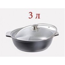 Кастрюля-жаровня 3,0л. ст/кр а/п ДП черный (3)
