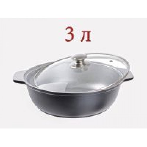 Кастрюля-жаровня 3,0л. ст/кр а/п ДП черный (3)
