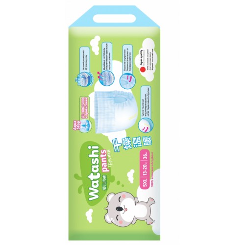 WATASHI Трусики-подгузники одноразовые для детей 5/XL 13-20 кг jambo-pack 36шт КК/2