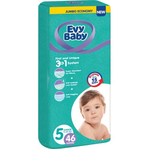 Подгузники EVY BABY №5 (11-25кг) Джуниор Джумбо 46шт*4
