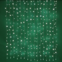 Гирлянда электр. занавес 272 LED, 2х1,5м, белый мерцание, ПВХ прозр., коннектор 220В СНОУ БУМ