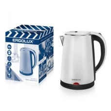 Чайник ERGOLUX ELX-KS09-C41 черно-белый ПРОМО (нерж.сталь/пластик,1.8л, 220-240В, 1600 Вт)