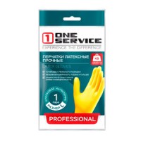 ONE service Перчатки латексные универсальные крепкие 1 пара М (144шт/ящ)