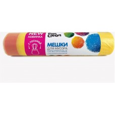 Мешки для мусора Fun Clean Особо прочные с тесьмой для затягивания желтый 60л*15шт (Акцент)