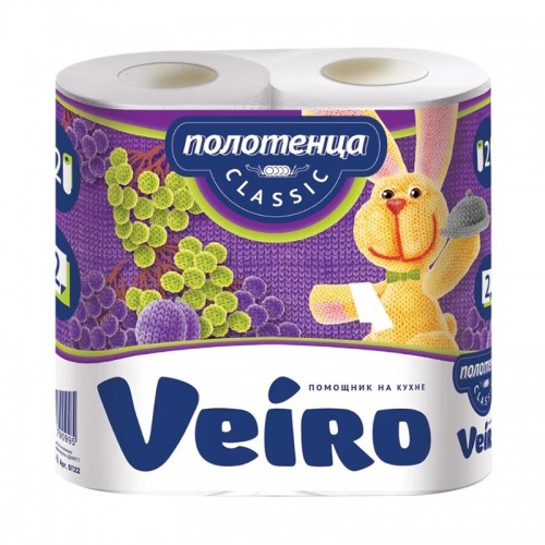 Полотенца бумажные кухонные, Veiro Classic, БЕЛЫЙ, 2-сл., 2*12 арт. 5П22