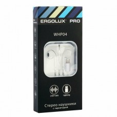 Наушники вкладыши с микрофоном проводные 3,5мм*1,2м.(белые,коробка)ERGOLUX ELX-WHP04-C01