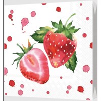 Салфетки бумажные 33*33см, 3-х слойная 20шт Клубника