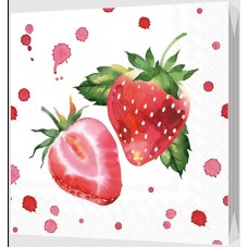 Салфетки бумажные 33*33см, 3-х слойная 20шт Клубника