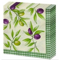 Салфетки бумажные 33*33см, 3-х слойная 20шт Оливки