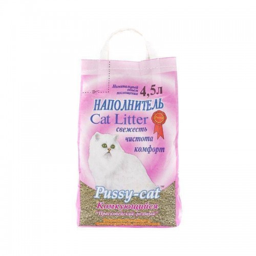 PUSSY-CAT Наполнитель для кошачьего туалета Комкующийся Прасковейский 4,5л