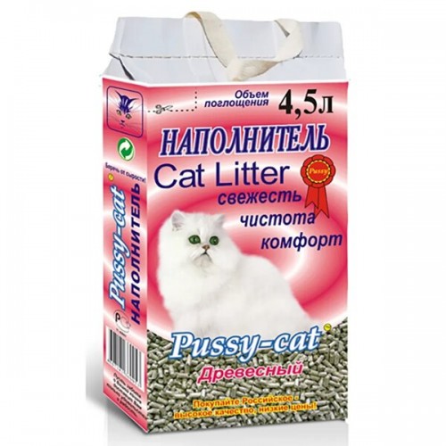 PUSSY-CAT Наполнитель для кошачьего туалета Древесный 4,5л