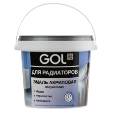 Эмаль для радиаторов акриловая, полуматовая белая 0,9кг  GOL