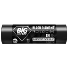 180л BIG CITY пакет д/мусора BLACK DIAMOND 90*110см 180л 5шт черные